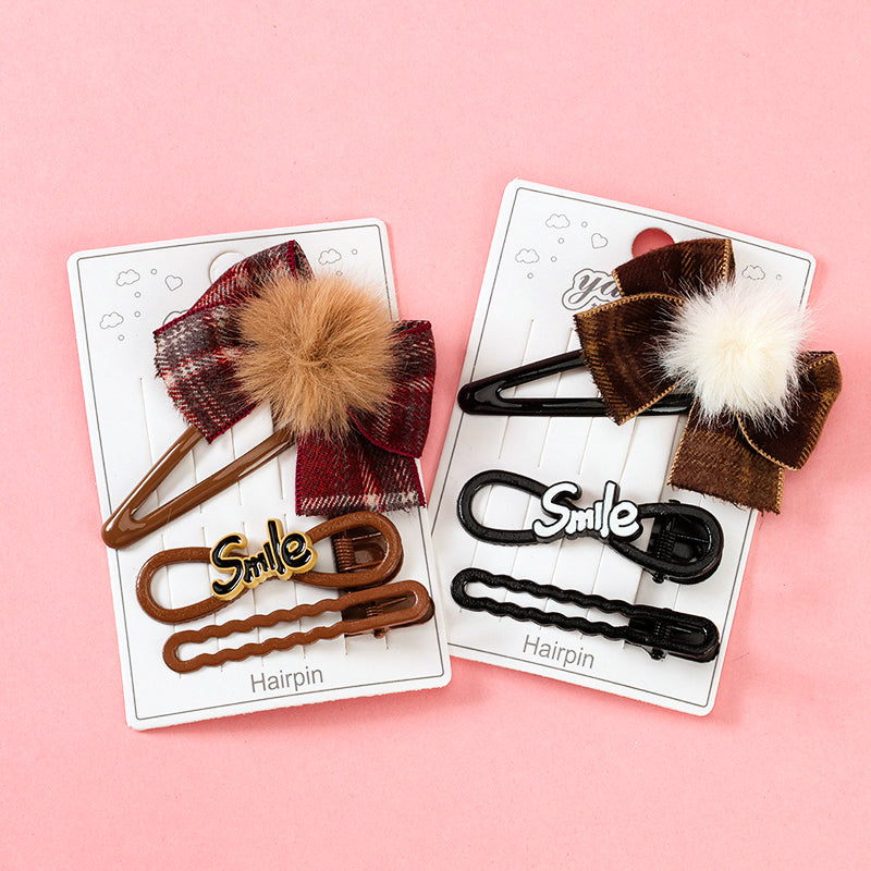 M42 Set of Bow - tie and Pom - pom Bobby Pins in a Box