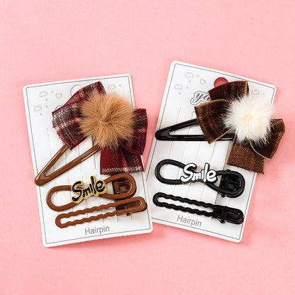 M42 Set of Bow - tie and Pom - pom Bobby Pins in a Box