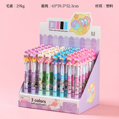 307 Labubu 3-Color Ballpoint Pen 0.5mm Black/Blue/Red Limited IP Design with Hidden Style M.82