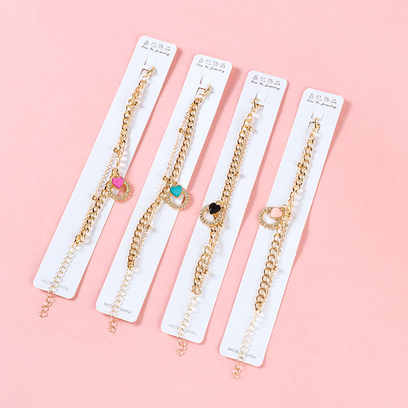 Double-Layer Drill Circle Heart Bracelet  M.43