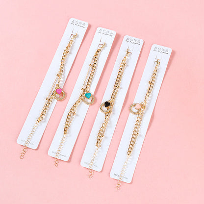 Double-Layer Drill Circle Heart Bracelet  M.43