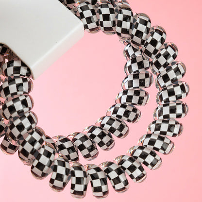 M42 two fashion plaid telephone cord hair ties in a box