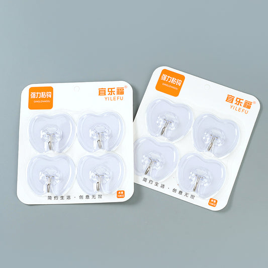Brand Yilefu Model 8077 Adhesive Hooks - 4 Pcs Apple Shape Transparent Type M.16