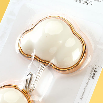 Qiaoxiaoya Model 9415 Adhesive Hooks - 2 Pcs Golden Rim Cloud Design M.16
