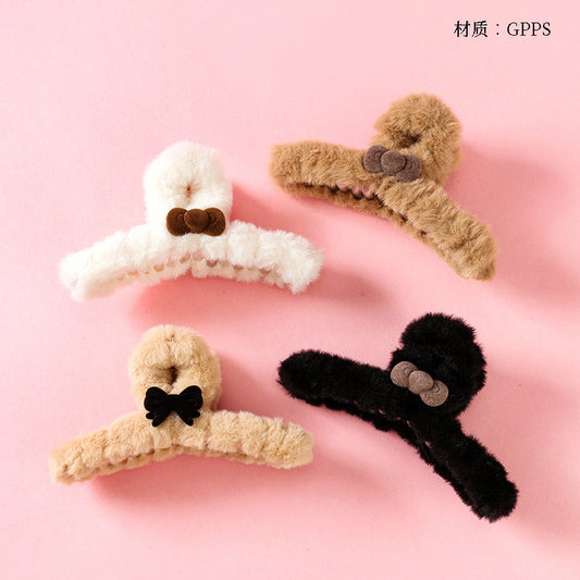 M42 5.12 Inch Large Hair Claw with Double-Side Flocked Accessory & Furry Texture