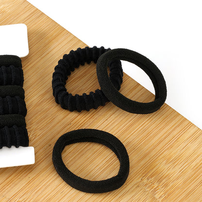 M42 Boxed Black Cotton Hair Ties (6 Pcs) - Soft & Non-Slip for Daily Hairstyling