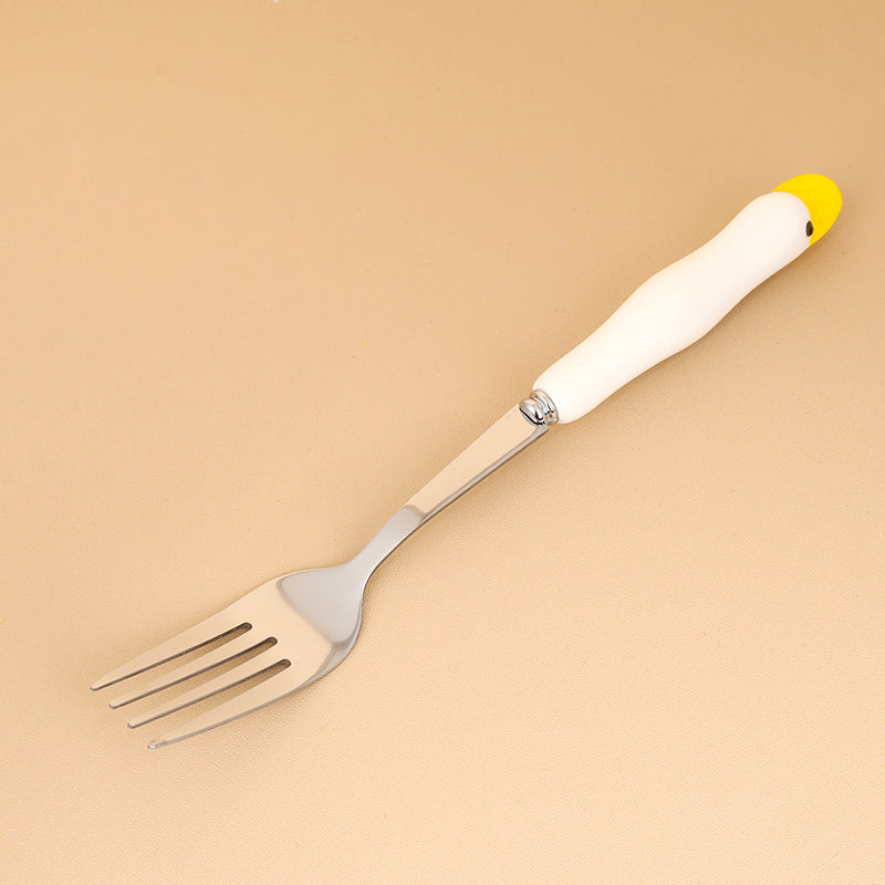 HSA-3 Little White Duck Pattern Ceramic Handle No.2 Fork M.66