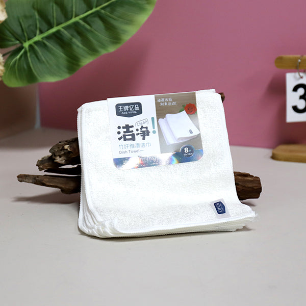 WP-685 8 Pcs White Bamboo Fiber Dish Towel (18x23 cm) M.68 JPDB