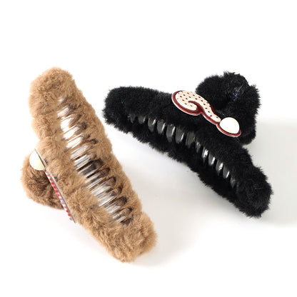 M42 5.12 Inch Large Hair Claw with Funny Resin Accessory & Furry Texture