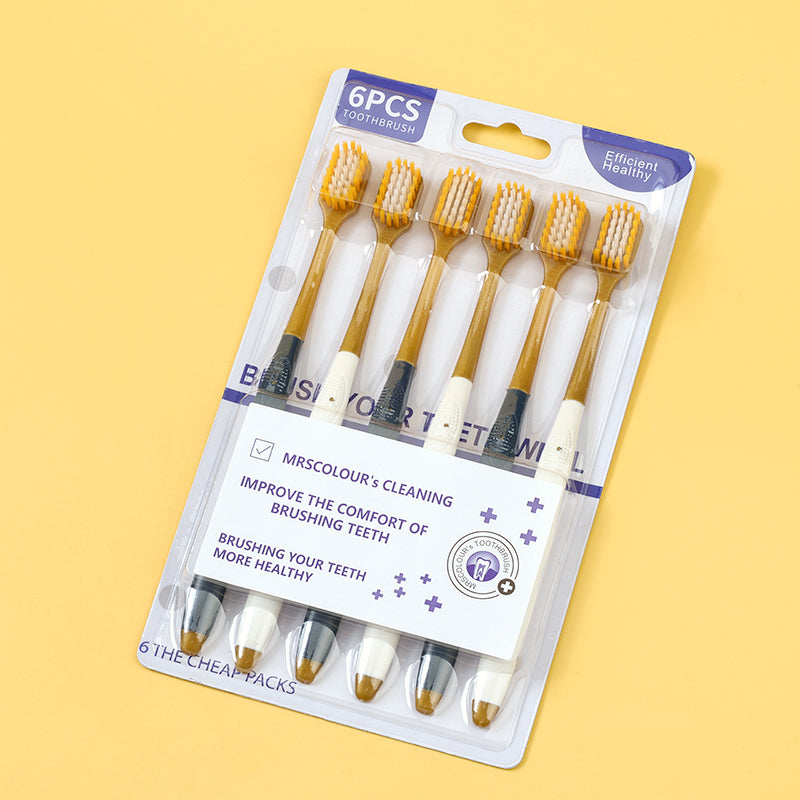 Cepillo de dientes Sam's Club 6012 (paquete de 6), cerdas suaves y cónicas de alta densidad, cuidado bucal familiar, M.14 