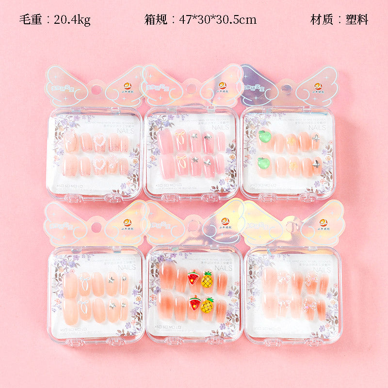 ZJ1024 Medium Box Fantasy Color Rhinestone Fake Nails (Short Style) M.52