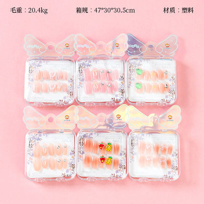 ZJ1024 Medium Box Fantasy Color Rhinestone Fake Nails (Short Style) M.52