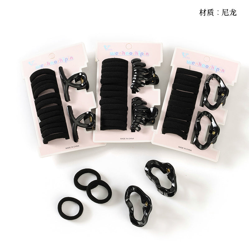 M42 Boxed Black Small Claw Set Cotton Hair Ties
