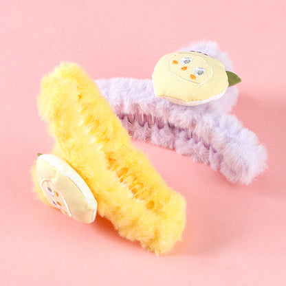 M42 4.33 Inch Large Hair Claw with Plush Lemon Design