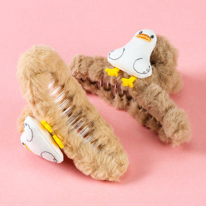 M42 4.33 Inch Large Hair Claw with Plush Lined Duck Design