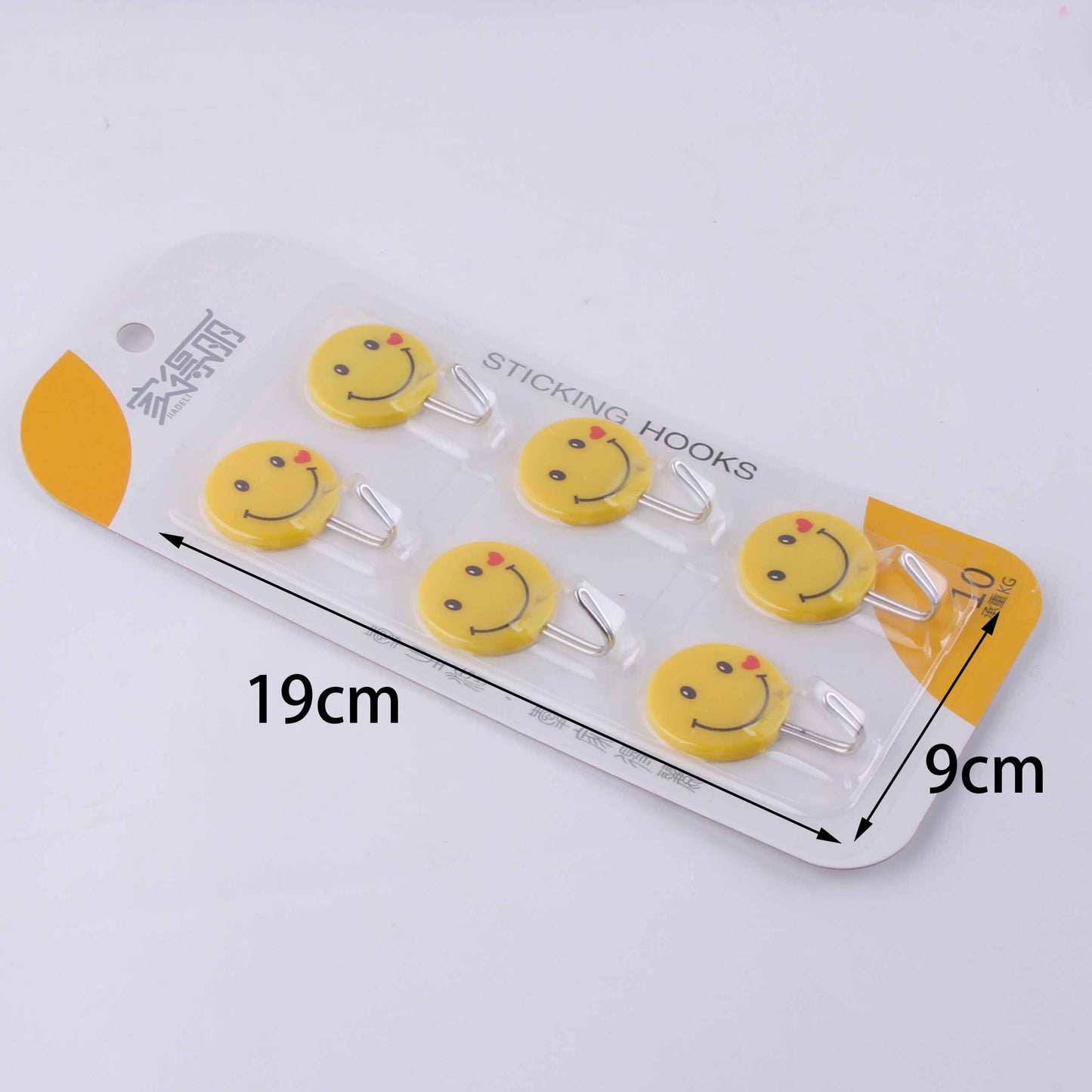 Model JDL309 Adhesive Hooks - 6 Pcs Smiley Face Design M.16