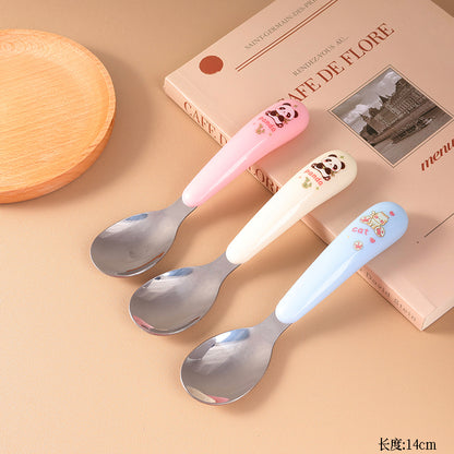 JX016 Chubby-Handle Cartoon-pattern Round Spoon M.66