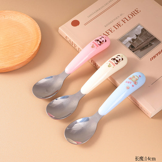 JX016 Chubby-Handle Cartoon-pattern Round Spoon M.66
