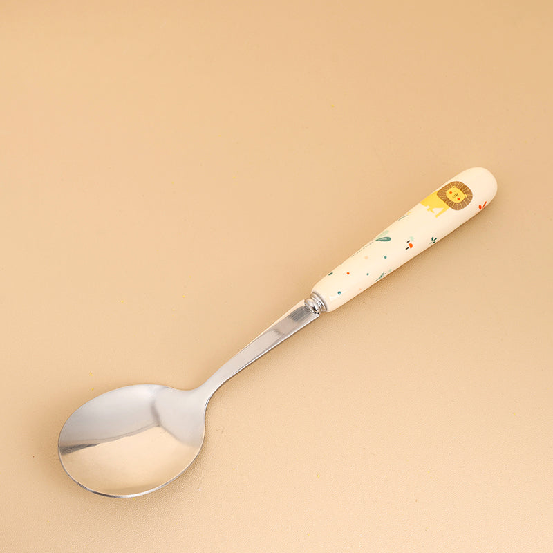 HSE-1 Cartoon Double-Sided Floral Pattern Ceramic Handle No.2 Round Spoon M.66