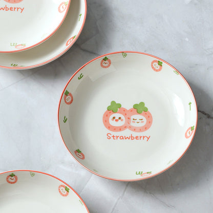 7 - inch Rain - stone - patterned Plate of Mingxin (with the Pattern of Lovely Strawberries) M.66 JPDB