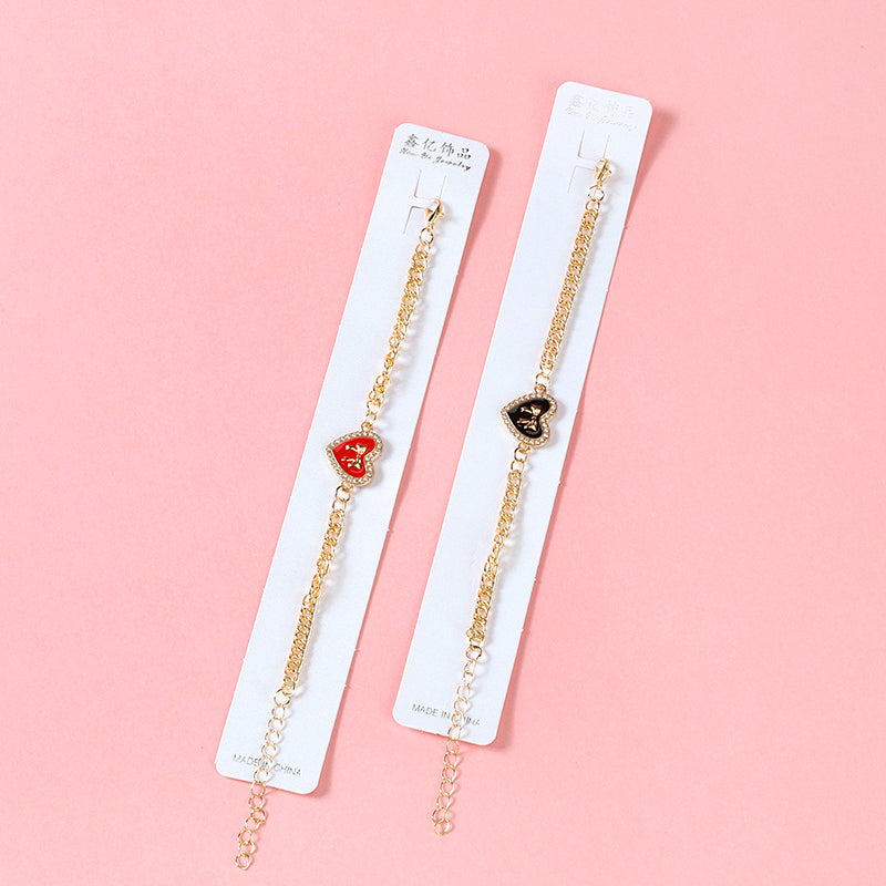 Diamond-Accented Heart Bow Bracelet  M.43