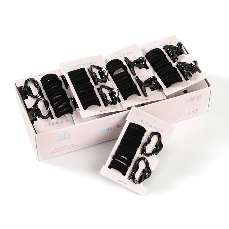 M42 Boxed Black Small Claw Set Cotton Hair Ties