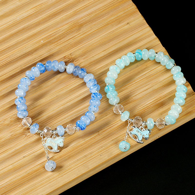 Ink Wash Abacus Bead "Ma Dao Cheng Gong" Bracelet  M.43