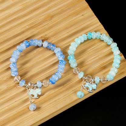 Ink Wash Abacus Bead "Ma Dao Cheng Gong" Bracelet  M.43