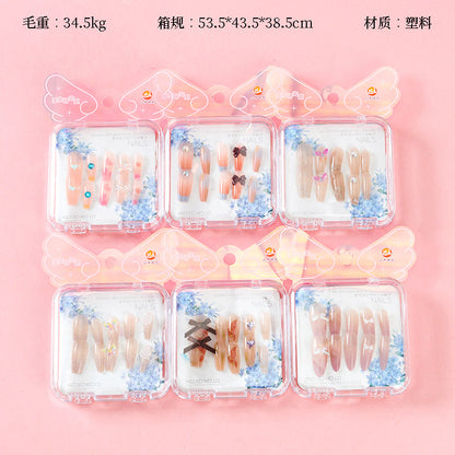 ZJ1023 Large Box Fantasy Color Diamond-studded Fake Nails (Long Style) M.52