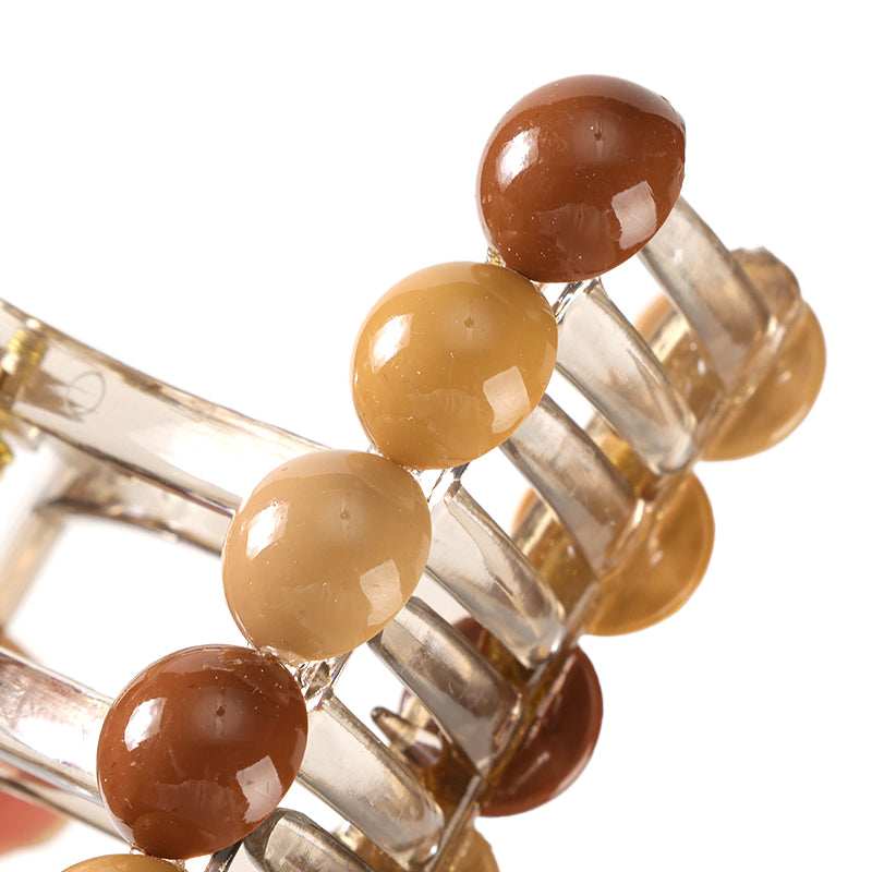 M42 3.15 Inch Large Hair Claw with Milk Tea Color Beads