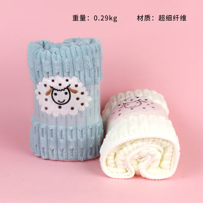 M.25 JPDBModel 6163 Lamb-Shaped Coral Fleece Bath Towel (70cm×140cm)