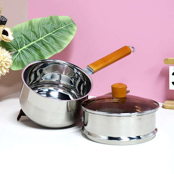 18cm 304 Stainless Steel Aishang Steamer & Soup Pot with Beech Handle and Double Bottom M.61 JPDB