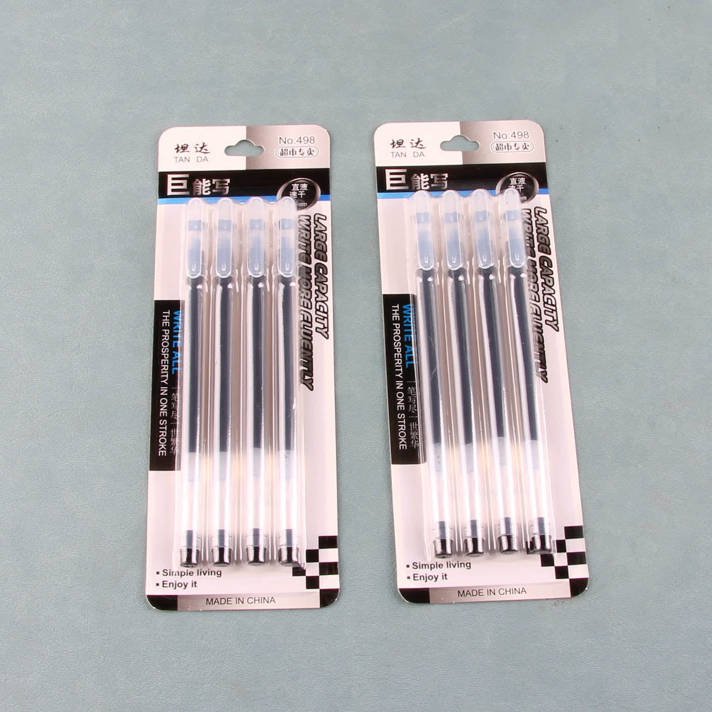 Juego de 4 bolígrafos de gel Hengda de alta capacidad (negro) M.82