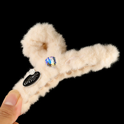 M42 5.12 Inch Large Hair Claw with Oval Logo & Crystal Plush Texture