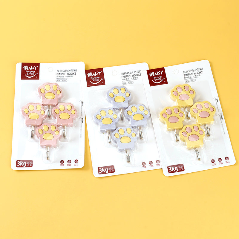 Qiaoxiaoya Model 9317 Adhesive Hooks - 4 Pcs Cat Claw Design M.16