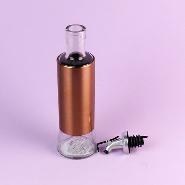 0056 Like a Dream Rose Gold Leather-Wrapped Glass Oil Dispenser (300ml) Unpackaged M.69 JPDB