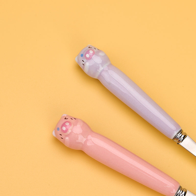 HSA-14 McDull Pig Ceramic Handle No.2 Round Spoon M.66