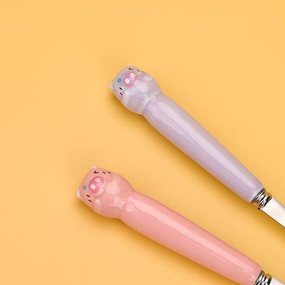 HSA-14 McDull Pig Ceramic Handle No.2 Round Spoon M.66