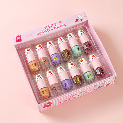 Cartoon Strawberry Rabbit Peel-Off Nail Polish (Colorful) M.51