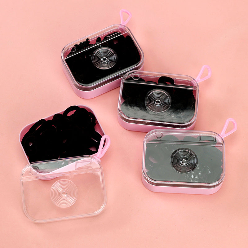 M42 MXM - 46 Black Terry Cloth Hair Ties + Mini Hair Clips Combo for Children, Hanging - able