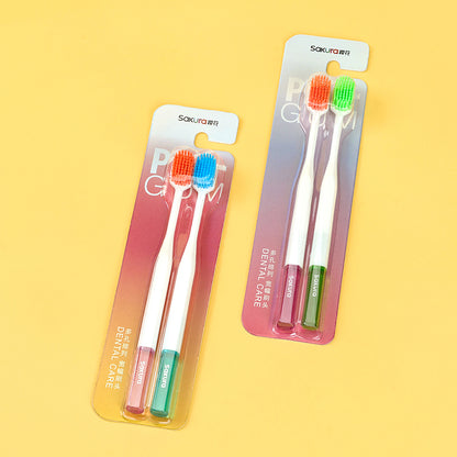 SAKURA Bright Color Couple Toothbrush 2-Pack S - 121 Soft Bristles Adult Gum Care M.14