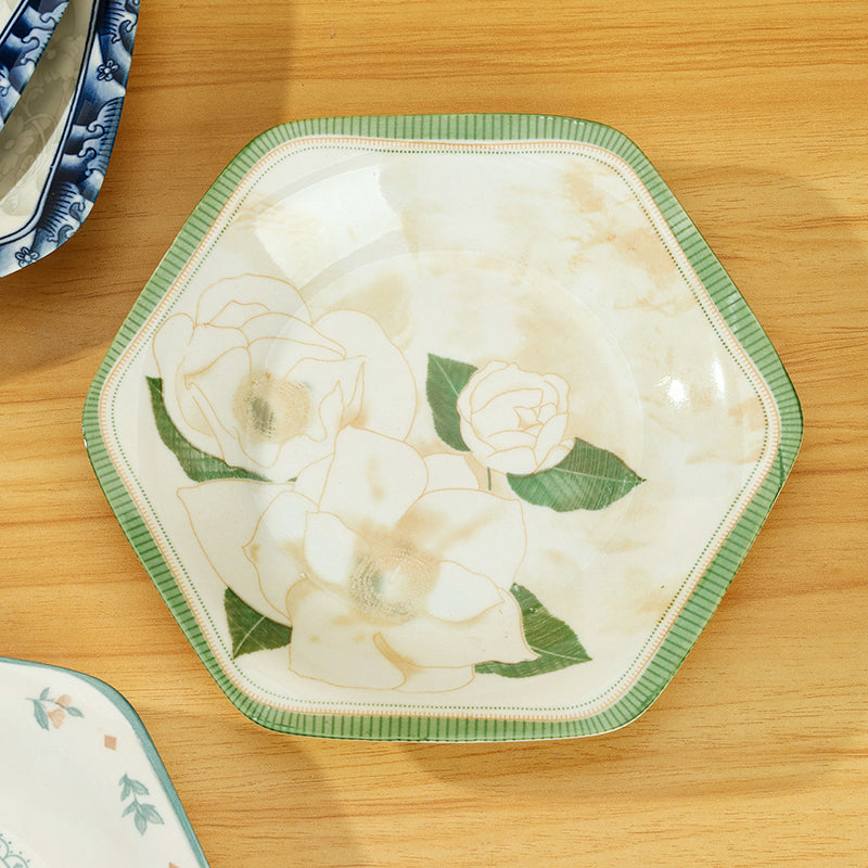 Printed 8-inch hexagonal plate (pattern random, second-grade product) M.18