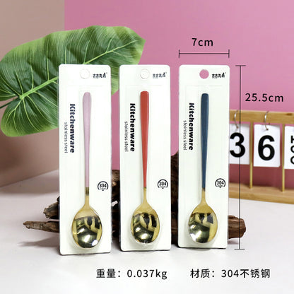 0226 304 Stainless Steel Gold-Plated Spray-Painted Korean Spoon M.66 JPDB