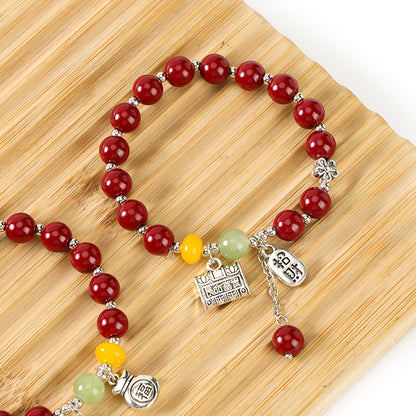 Cinnabar-Like Ancient Silver Pendant Bracelet  M.43