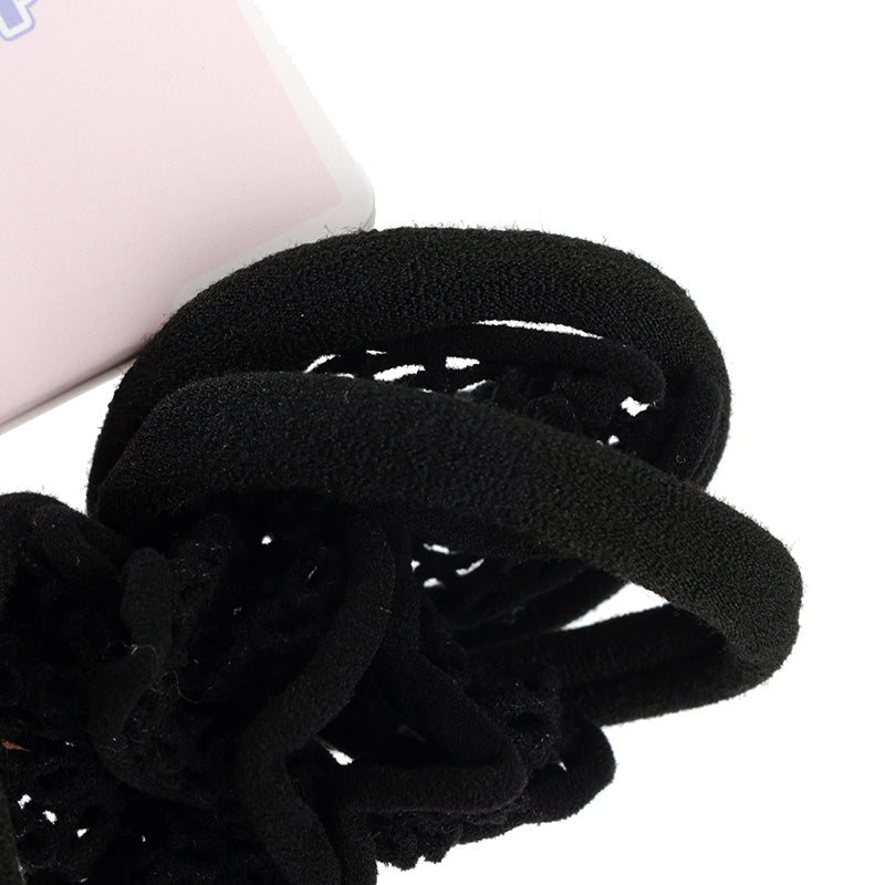 M42 3+3 Black Grid Cotton Hair Ties on Hang Card