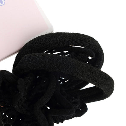 M42 3+3 Black Grid Cotton Hair Ties on Hang Card